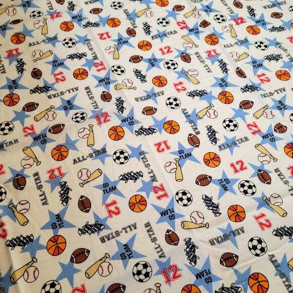 Cotton Fabric All Star Sports Balls Megaphone Joann Fabrics Football  34 x 43” - Picture 8 of 8